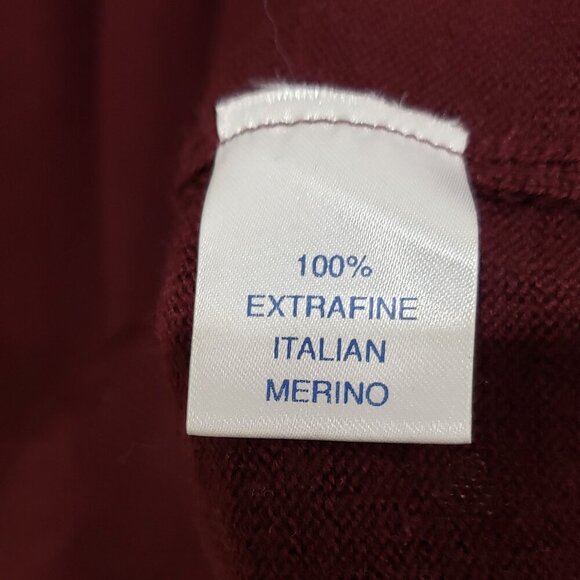 Paul Frederick Sweater Size L Maroon Extra Fine Merino Wool Pullover Mock - Picture 9 of 14
